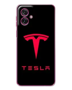 Чехол для Motorola Moto G55 с картинкой «Tesla Red Logo»