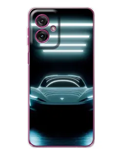 Чехол для Motorola Moto G55 с картинкой «Tesla в неоне»