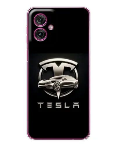 Чехол для Motorola Moto G55 с картинкой «Tesla — серебристое авто» Чехол для Motorola Moto G55 с картинкой «Tesla — серебристое авто»