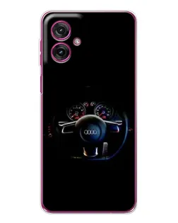 Чехол для Motorola Moto G55 с картинкой «Салон Audi — руль»