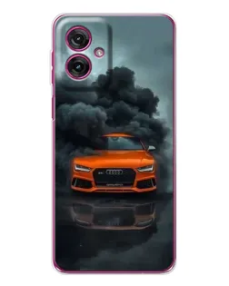 Чехол для Motorola Moto G55 с картинкой «Audi в облаках дыма»