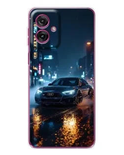 Чехол для Motorola Moto G55 с картинкой «Ночной город и Audi»