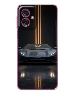 Чехол для Motorola Moto G55 с картинкой «Lamborghini золотые линии»
