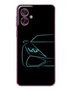Чехол для Motorola Moto G55 с картинкой «Голубой силуэт Lamborghini»