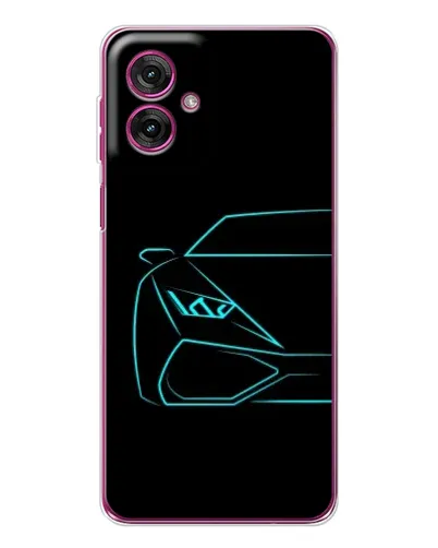 Чехол для Motorola Moto G55 с картинкой «Голубой силуэт Lamborghini»