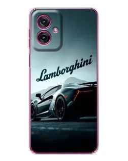 Чехол для Motorola Moto G55 с картинкой «Классическая надпись Lamborghini»