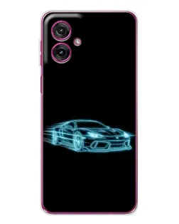 Чехол для Motorola Moto G55 с картинкой «Неоновый контур Lamborghini»