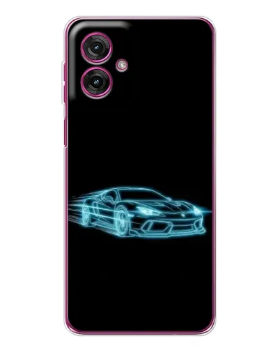 Чехол для Motorola Moto G55 с картинкой «Неоновый контур Lamborghini»