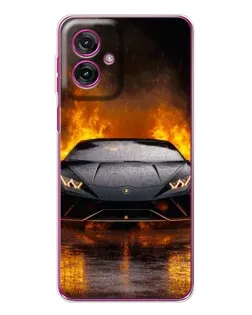 Чехол для Motorola Moto G55 с картинкой «Lamborghini в огне»