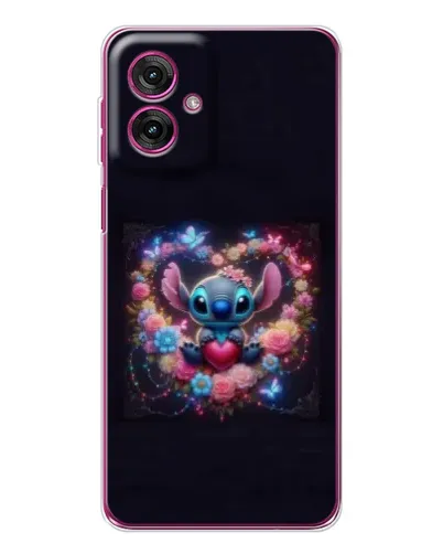 Чехол для Motorola Moto G55 с картинкой «Stitch в цветах»