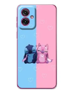 Чехол для Motorola Moto G55 с картинкой «Stitch и Angel Love»