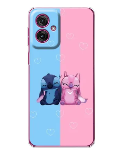 Чехол для Motorola Moto G55 с картинкой «Stitch и Angel Love»