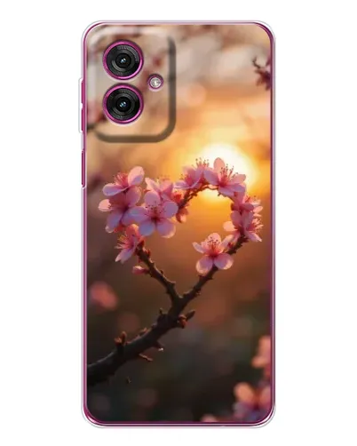 Чехол для Motorola Moto G55 с картинкой «Розовый цвет сердце на фоне заката» Чехол для Motorola Moto G55 с картинкой «Розовый цвет сердце на фоне заката»