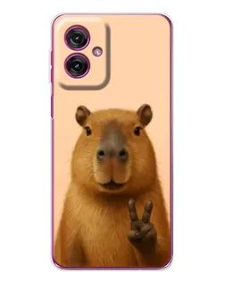 Чехол для Motorola Moto G55 с картинкой «Капибара виктория»