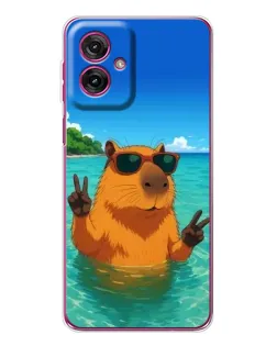 Чехол для Motorola Moto G55 с картинкой «Морская капибара»