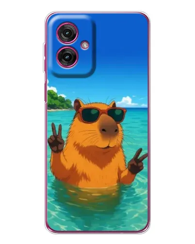 Чехол для Motorola Moto G55 с картинкой «Морская капибара»