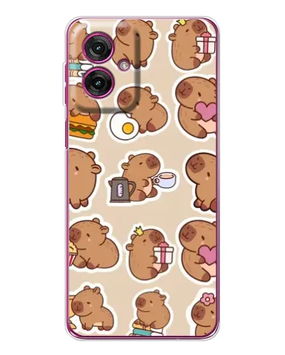 Чехол для Motorola Moto G55 с картинкой «Капибары паттерн»