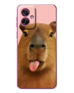 Чехол для Motorola Moto G55 с картинкой «Капибара с языком»