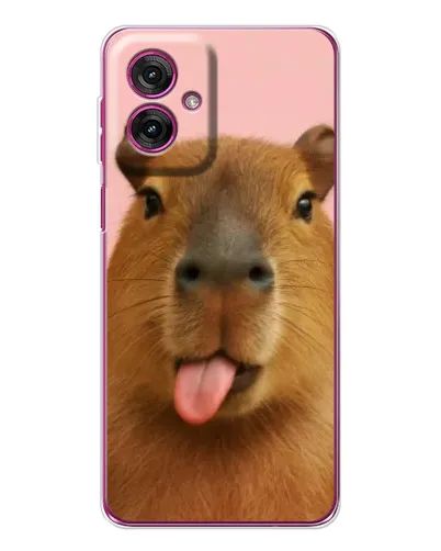 Чехол для Motorola Moto G55 с картинкой «Капибара с языком»