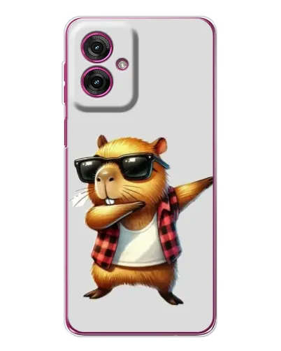 Чехол для Motorola Moto G55 с картинкой «Капибара рэпер даб»