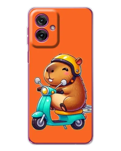 Чехол для Motorola Moto G55 с картинкой «Капибара на скутере»