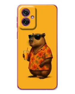 Чехол для Motorola Moto G55 с картинкой «Капибара на отдыхе»
