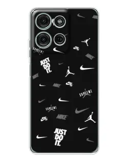 Чехол для Motorola MOTO G56 с картинкой «Nike Black Pattern»
