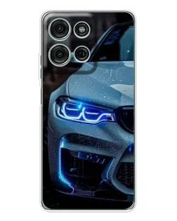 Чехол для Motorola MOTO G56 с картинкой «Взгляд BMW с синими фарами»