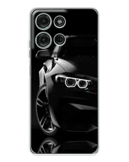 Чехол для Motorola MOTO G56 с картинкой «Черная BMW — профиль»