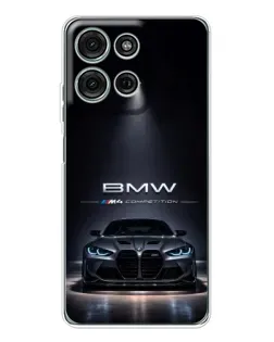 Чехол для Motorola MOTO G56 с картинкой «BMW сквозь ночной город»