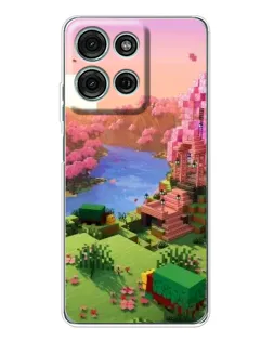 Чехол для Motorola MOTO G56 с картинкой «Розовое дерево Minecraft»