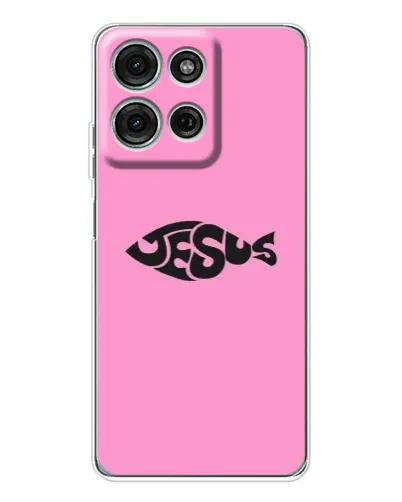 Чехол для Motorola MOTO G56 с картинкой «Розовый символ  Jesus»