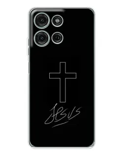 Чехол для Motorola MOTO G56 с картинкой «Графический крест Jesus»