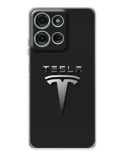 Чехол для Motorola MOTO G56 с картинкой «Стальной логотип Tesla»