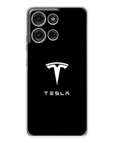 Чехол для Motorola MOTO G56 с картинкой «Tesla White Logo»