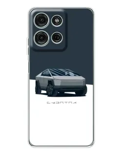 Чехол для Motorola MOTO G56 с картинкой «Серебристый Cybertruck Tesla»
