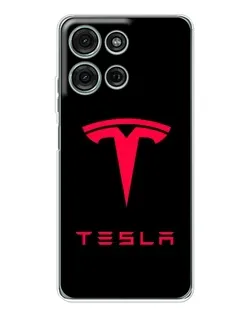 Чехол для Motorola MOTO G56 с картинкой «Tesla Red Logo»