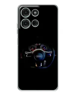 Чехол для Motorola MOTO G56 с картинкой «Салон Audi — руль»