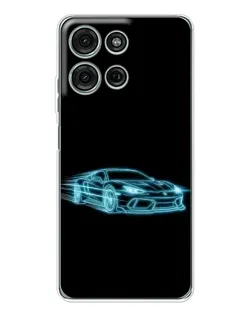 Чехол для Motorola MOTO G56 с картинкой «Неоновый контур Lamborghini»