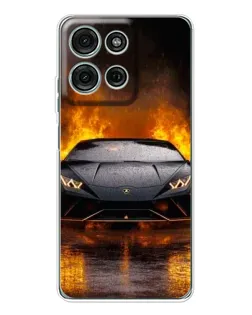 Чехол для Motorola MOTO G56 с картинкой «Lamborghini в огне»