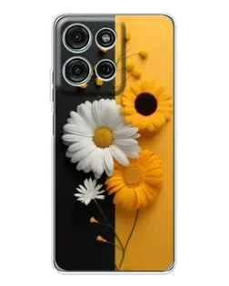 Чехол для Motorola MOTO G56 с картинкой «Подсолнух и ромашка»