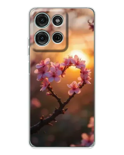 Чехол для Motorola MOTO G56 с картинкой «Розовый цвет сердце на фоне заката»