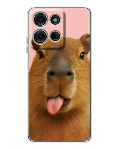 Чехол для Motorola MOTO G56 с картинкой «Капибара с языком»