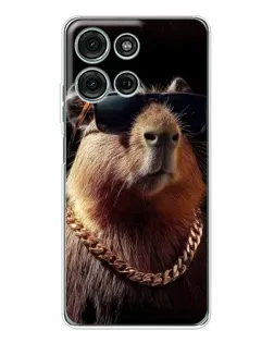 Чехол для Motorola MOTO G56 с картинкой «Капибара золотая цепь»