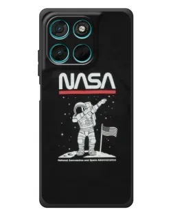 Чехол для Motorola Moto G57 Power с картинкой «NASA — шагаем по Луне»