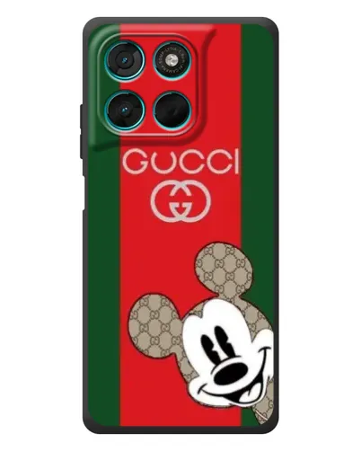 Чехол для Motorola Moto G57 Power с картинкой «Gucci — полосы и Микки»