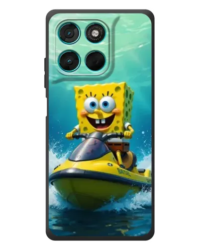 Чехол для Motorola Moto G57 Power с картинкой «Спанч Боб на гидроцикле»