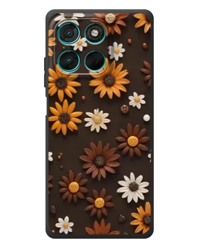 Чехол для Motorola Moto G57 Power с картинкой «Узор из маленьких подсолнухов»