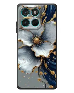Чехол для Motorola Moto G57 Power с картинкой «Белый цветок и золотой флюид»