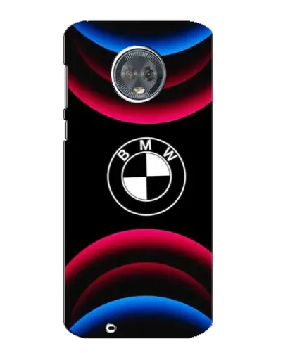 Чехол для Motorola MOTO G6 с картинкой «Логотип BMW и неоновые дуги»